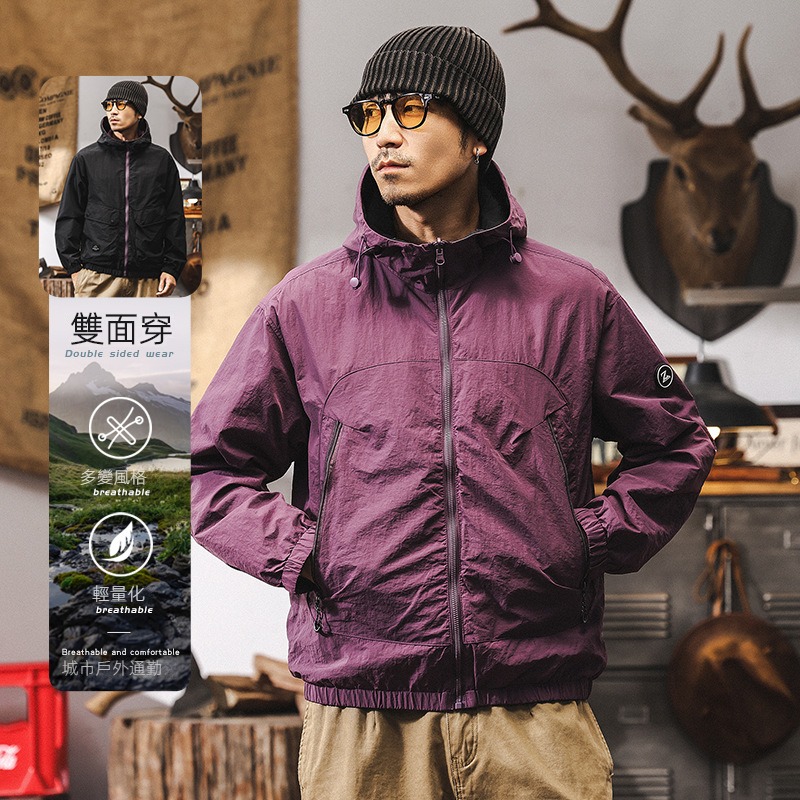 美式復古雙面穿戶外拒水春季外套男2025新款寬鬆機能風三防夾克男
