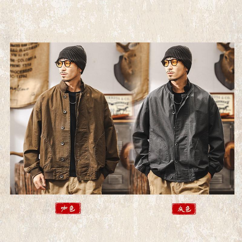 美拉德復古工裝甲板夾克男春季2025新款阿美咔嘰寬鬆休閒美式外套
