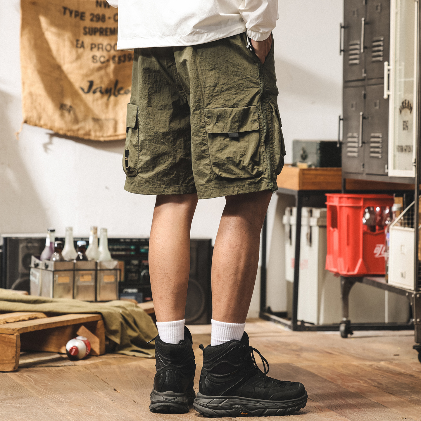 美式復古工裝短褲男士夏季新款潮牌五分褲男寬鬆戶外速干休閒中褲