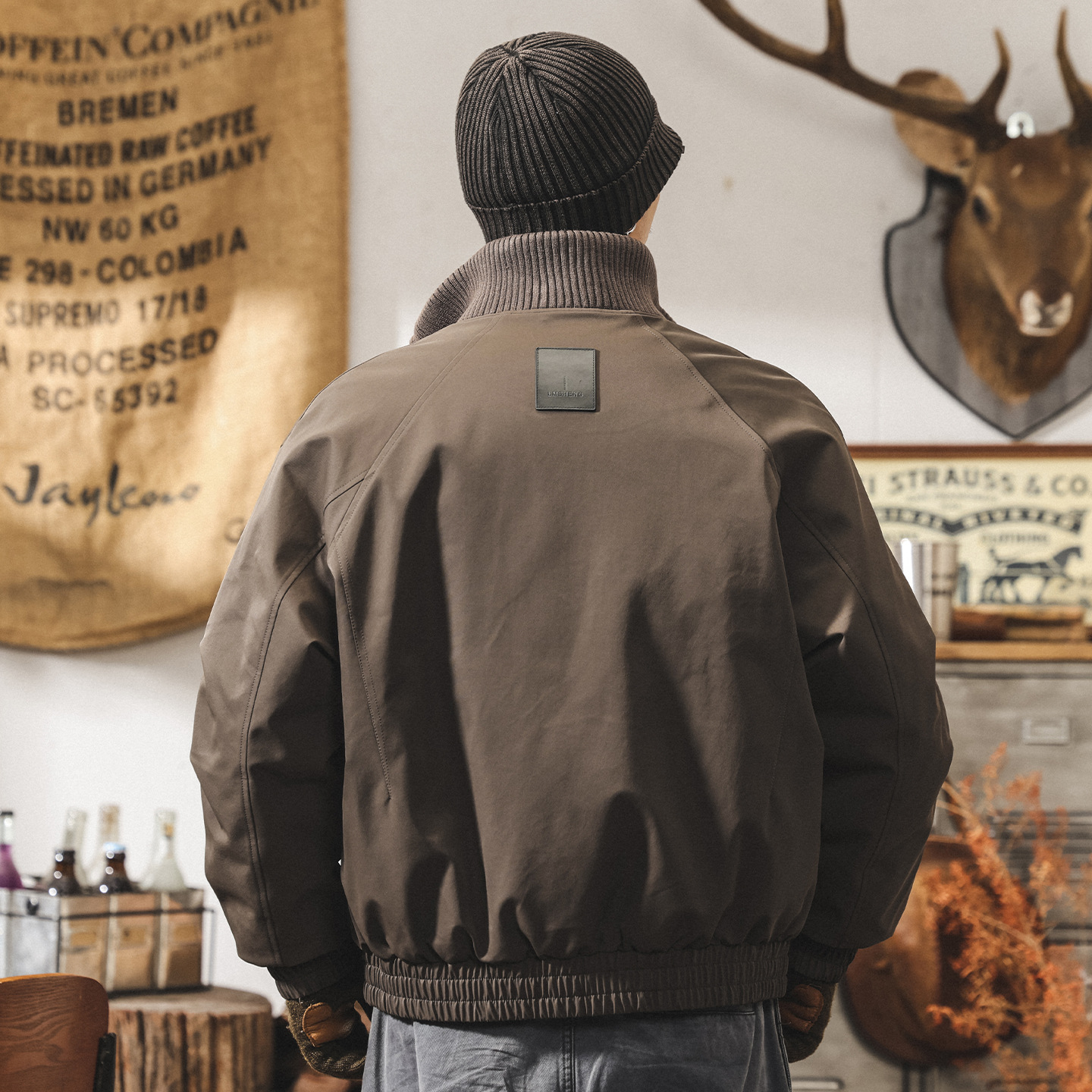 美式復古90白鴨絨針織半高領羽絨服男冬季新款加厚防寒保暖外套男