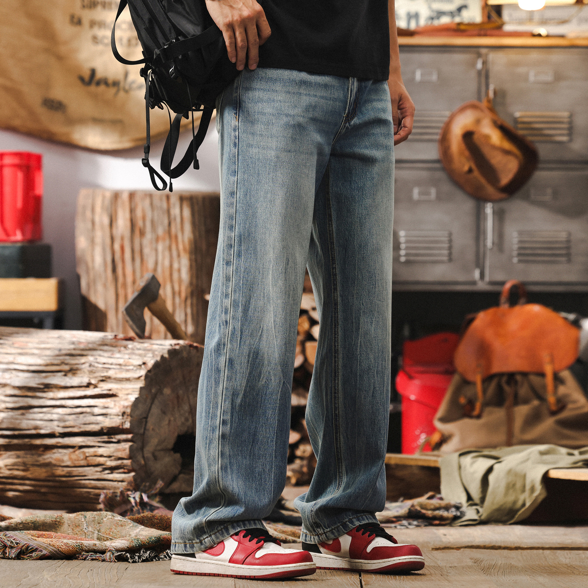 萊賽爾薄款牛仔褲男2025新款美式復古潮流褲子男士春季直筒休閒褲