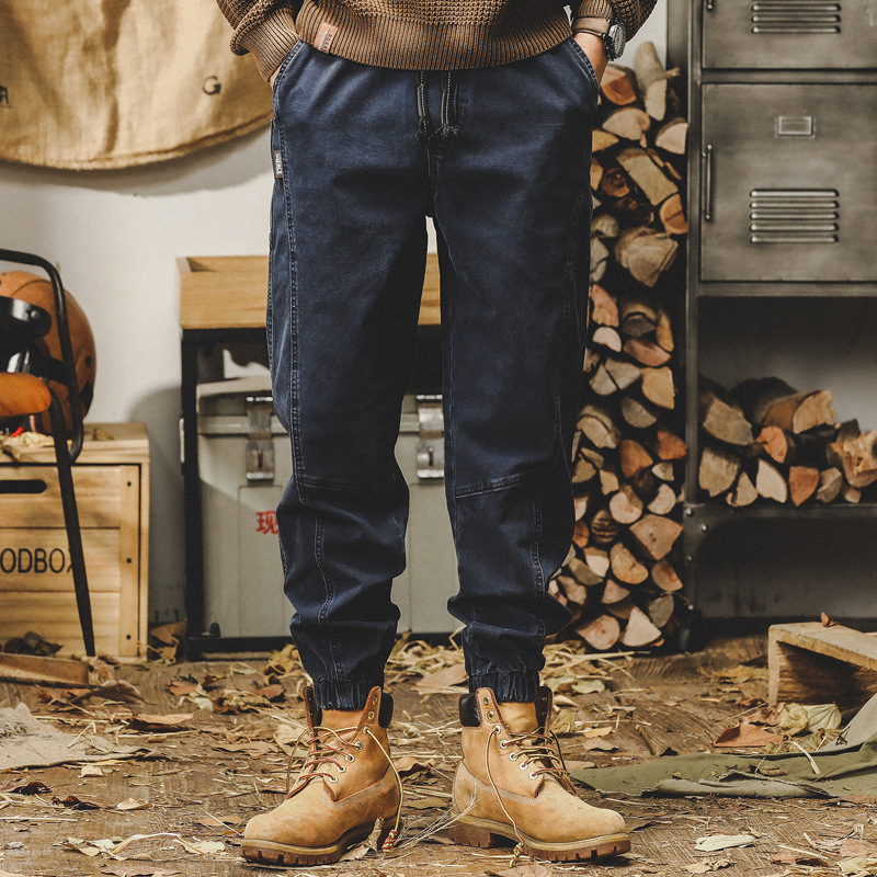 杰雷諾美式復古工裝褲子男秋冬款寬鬆潮牌潮流大碼束腳男士休閒褲