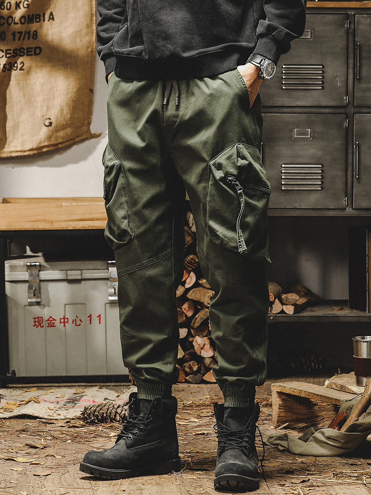 杰雷諾美式復古工裝褲男潮牌2023年秋冬款寬鬆直筒束腳休閒褲子男