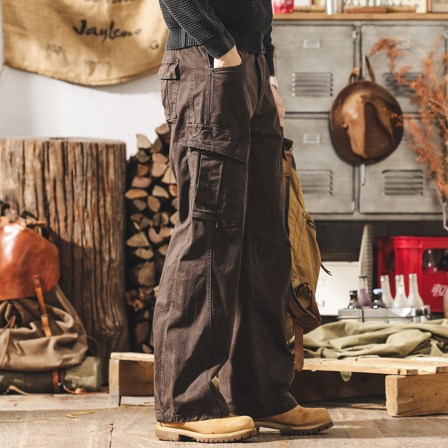 美式復古工裝褲子男2026新款春季寬鬆直筒闊腿高街潮流男士休閒褲