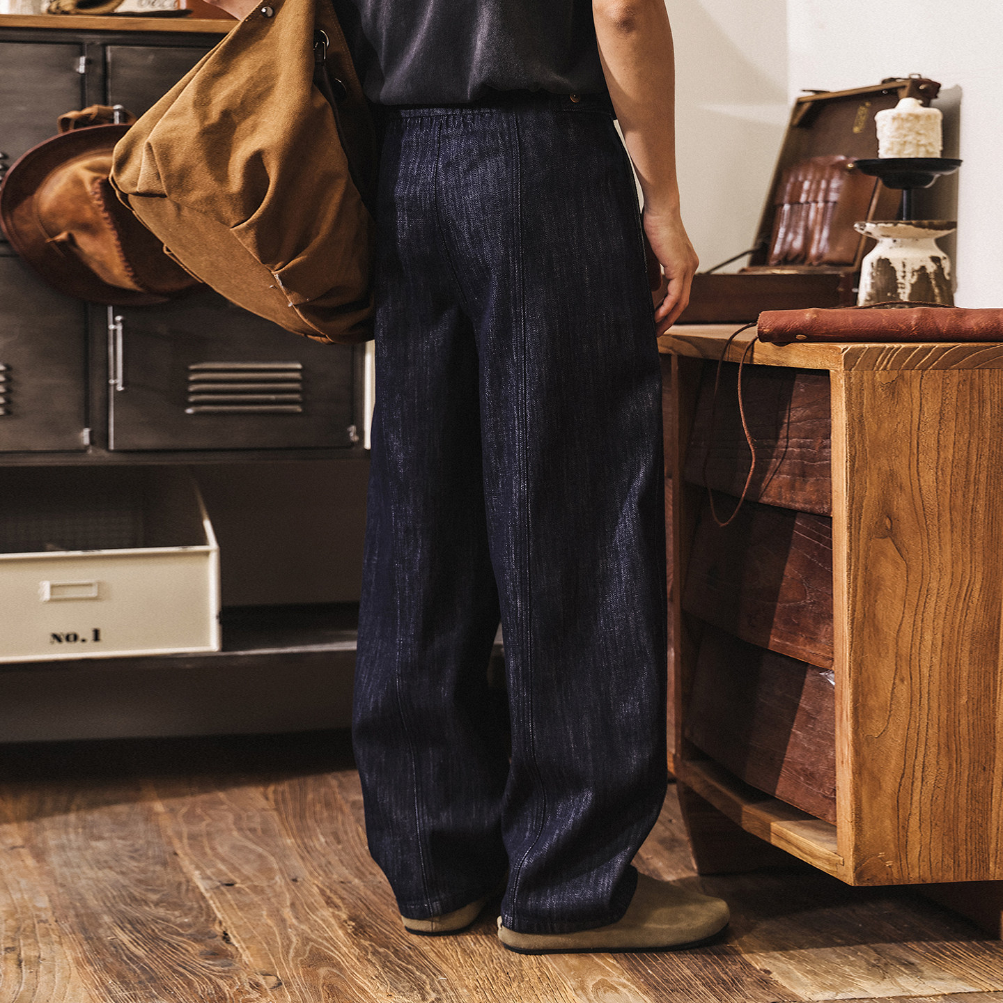 萊賽爾彎刀褲原色水洗牛仔褲男春季2026新款休閒長褲子寬鬆闊腿褲