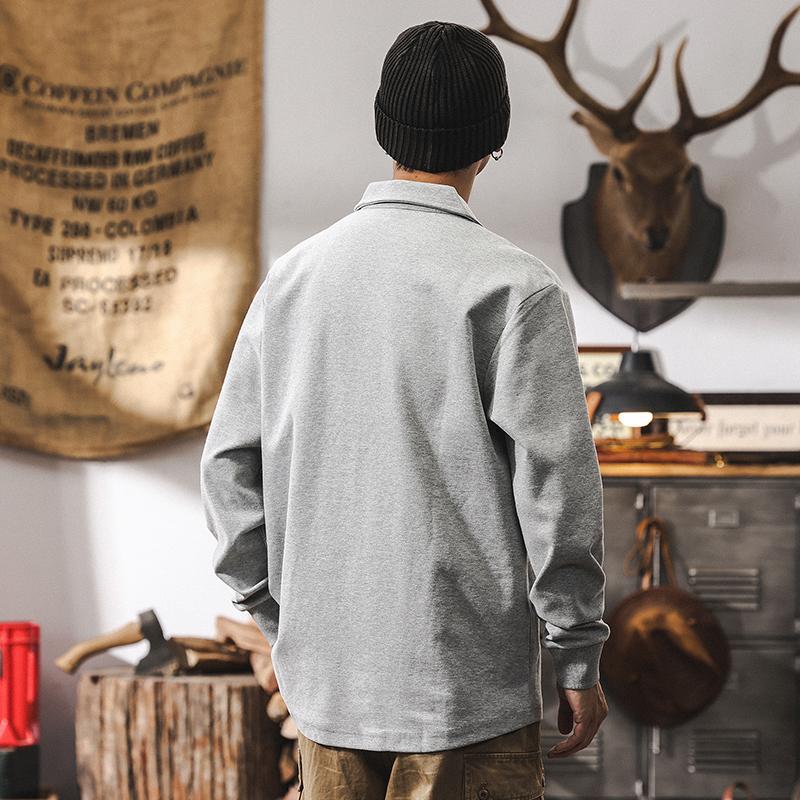 男士POLO衫春季2025新款潮牌美式復古寬鬆280g重磅T恤男長袖上衣