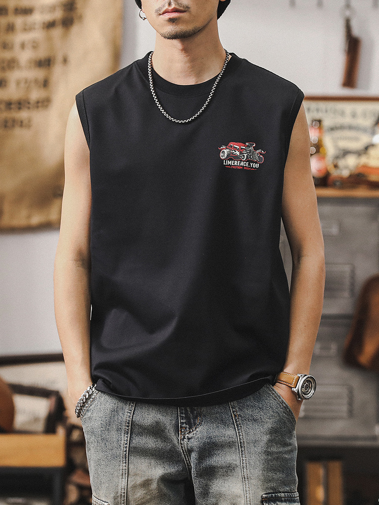 杰雷諾男士背心夏季潮牌痞帥寬鬆運動健身坎肩男款美式無袖男T恤