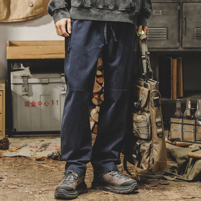 杰雷諾美式復古工裝褲子男春秋寬鬆潮牌男士休閒褲闊腿直筒長褲男