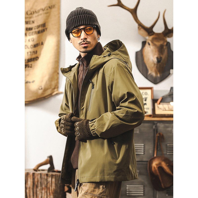 美式復古三防工裝夾克男春秋2025新款戶外機能通勤山系連帽外套男