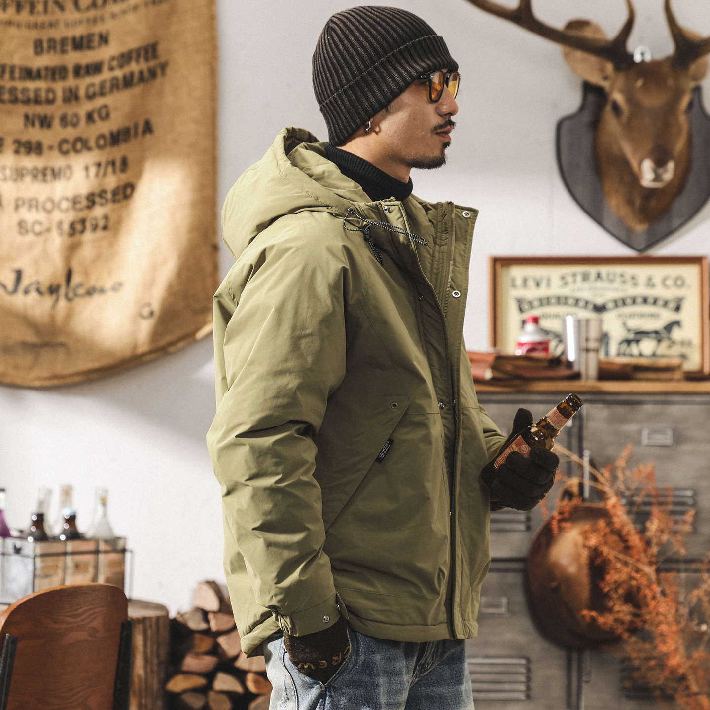 美式復古高充絨蓬鬆90白鴨絨工裝羽絨服男冬季新款加厚保暖外套男