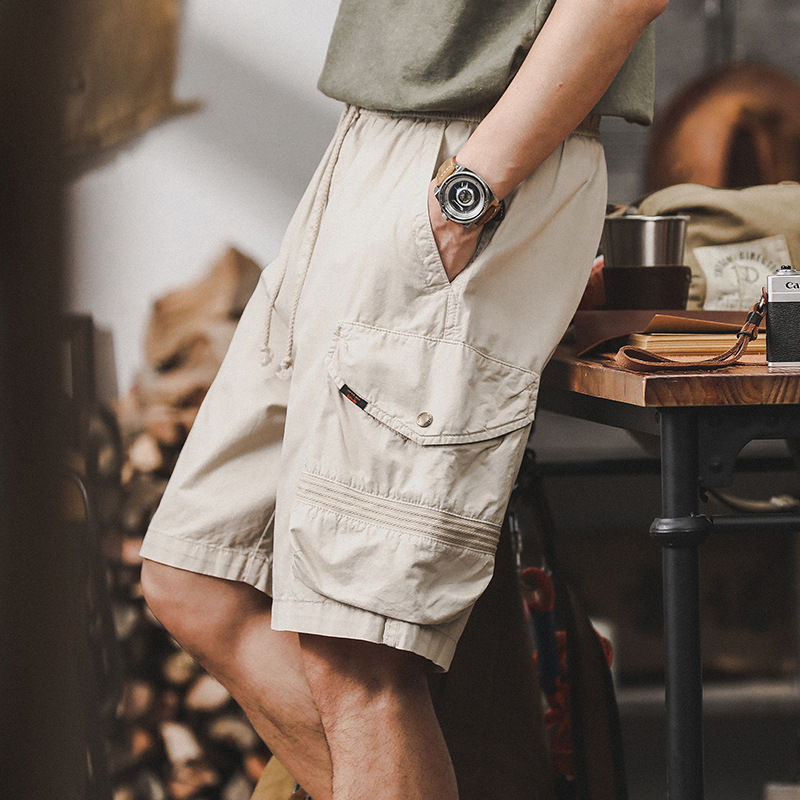 美式薄款工裝短褲男夏季2024新款潮流寬鬆中褲男士休閒五分褲男款