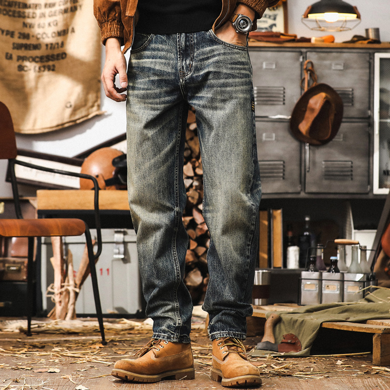 美式經典復古秋季牛仔褲男款直筒寬鬆2024新款休閒長褲潮牌褲子男