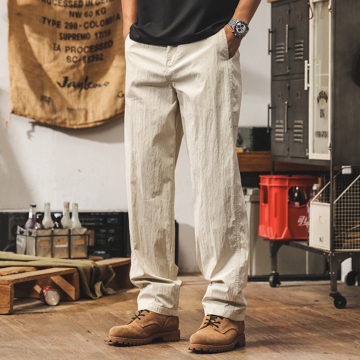美式復古戶外工裝褲子男士2025新款寬鬆直筒男士休閒褲男秋季長褲