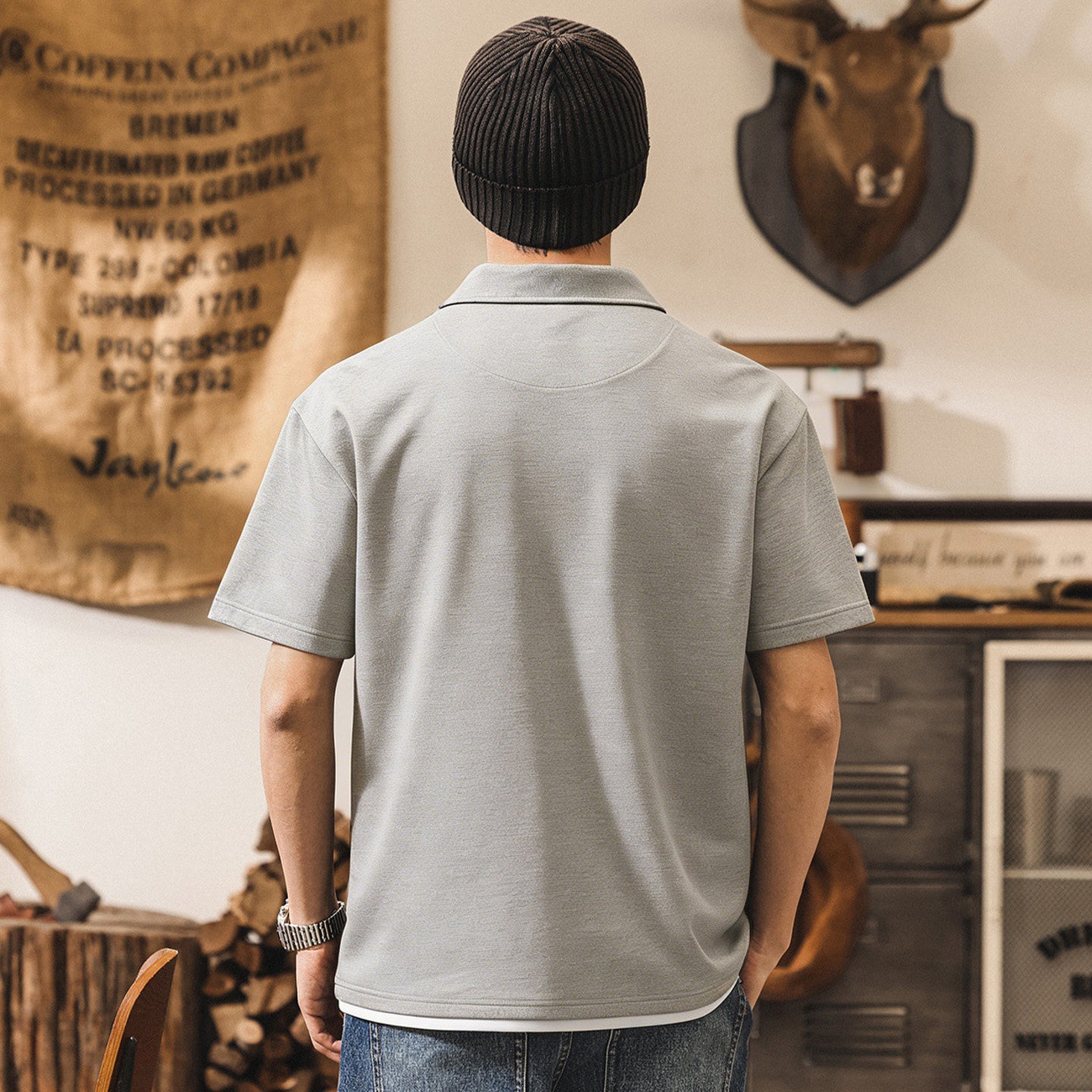 美式復古假兩件Polo衫男短袖2026新款夏季男裝寬鬆休閒潮牌T恤男