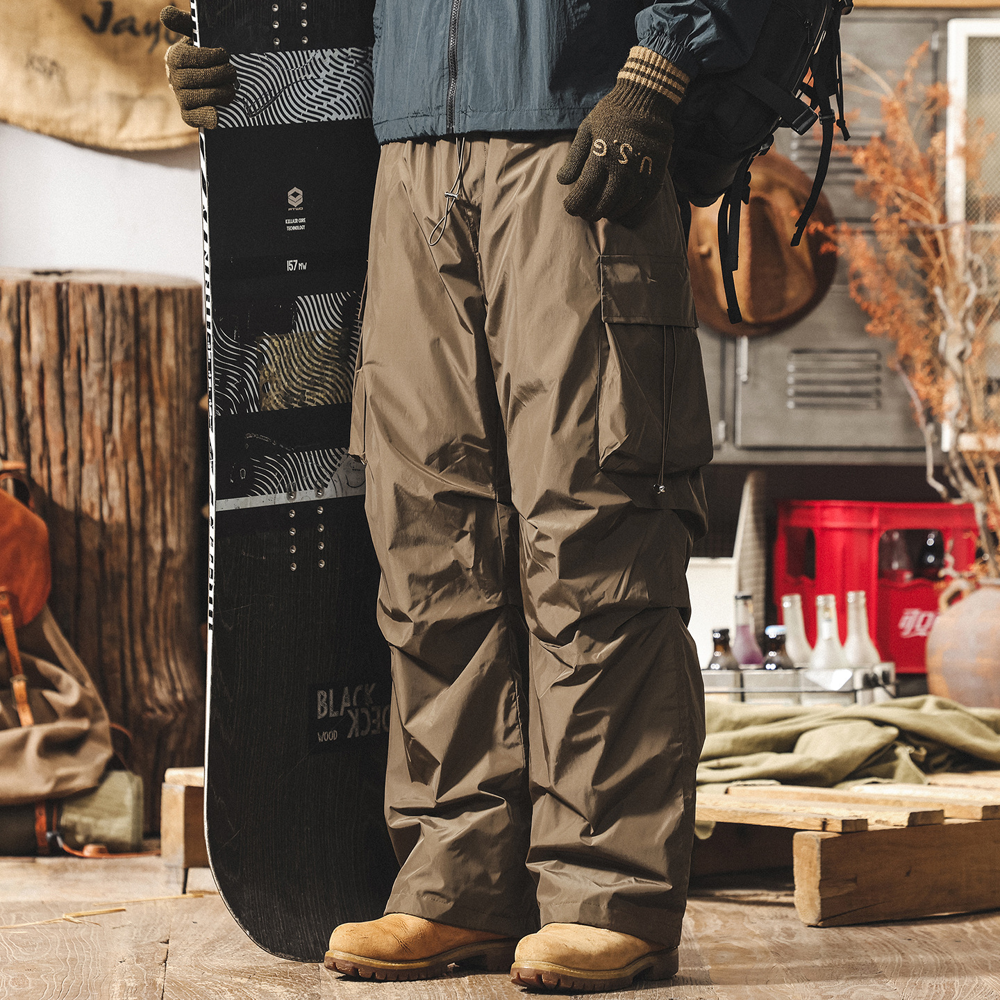 美式復古90%白鴨絨禦寒工裝羽絨褲男冬季加厚潮牌機能傘兵滑雪褲