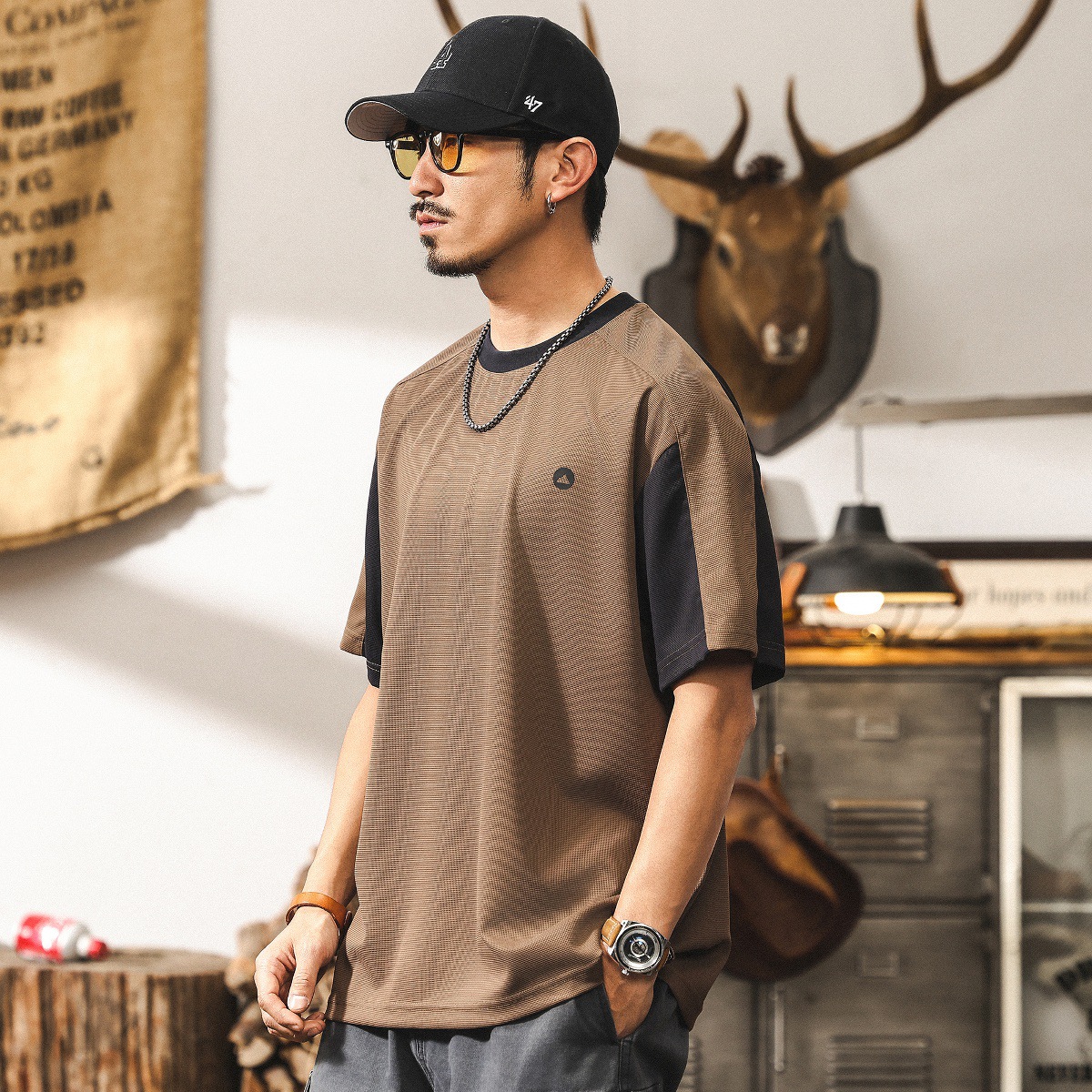 涼感冰絲薄款短袖男款夏季T恤男潮牌抗皺免燙戶外騎行運動速乾衣