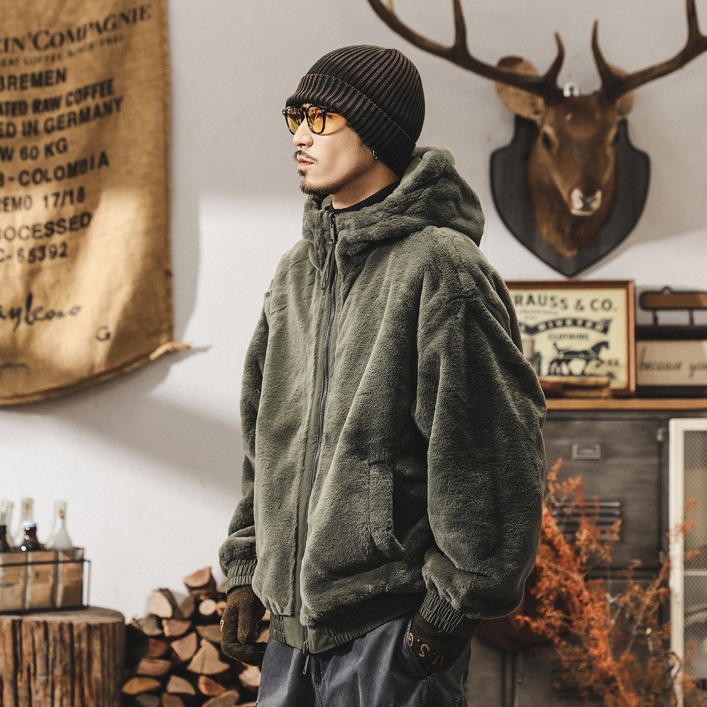 雙面穿仿貂絨座山雕外套男冬季男士棉服加厚棉襖冬裝美式復古棉衣