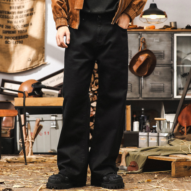 杰雷諾白色牛仔褲男直筒2024新款潮牌闊腿休閒褲秋季美式褲子男款