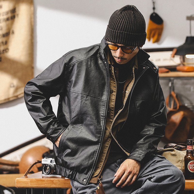 美式復古軟皮衣外套男春秋款寬鬆潮牌機車服硬漢帥氣皮夾克男秋季