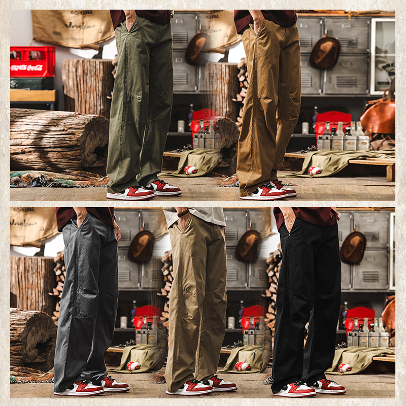 美拉德復古咖啡色工裝褲子男款夏季潮牌寬鬆直筒美式休閒長褲