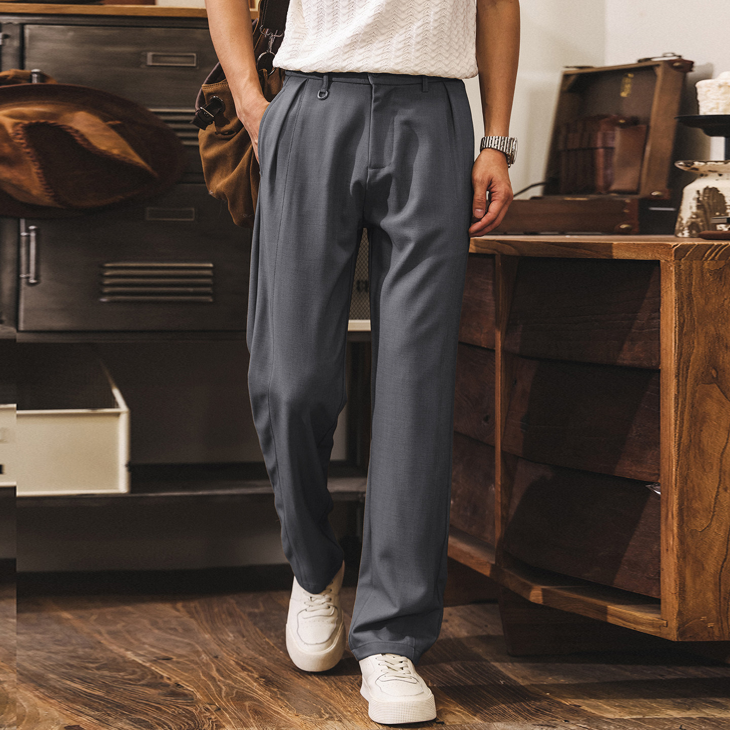 莫代爾軟糯親膚高級感休閒褲子男春季新款長褲男士直筒通勤西褲潮