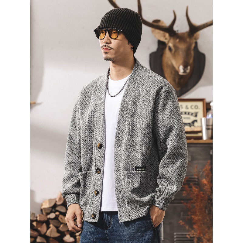 美式復古400g重磅開衫衛衣男春秋款寬鬆潮牌針織衫男秋季男士外套