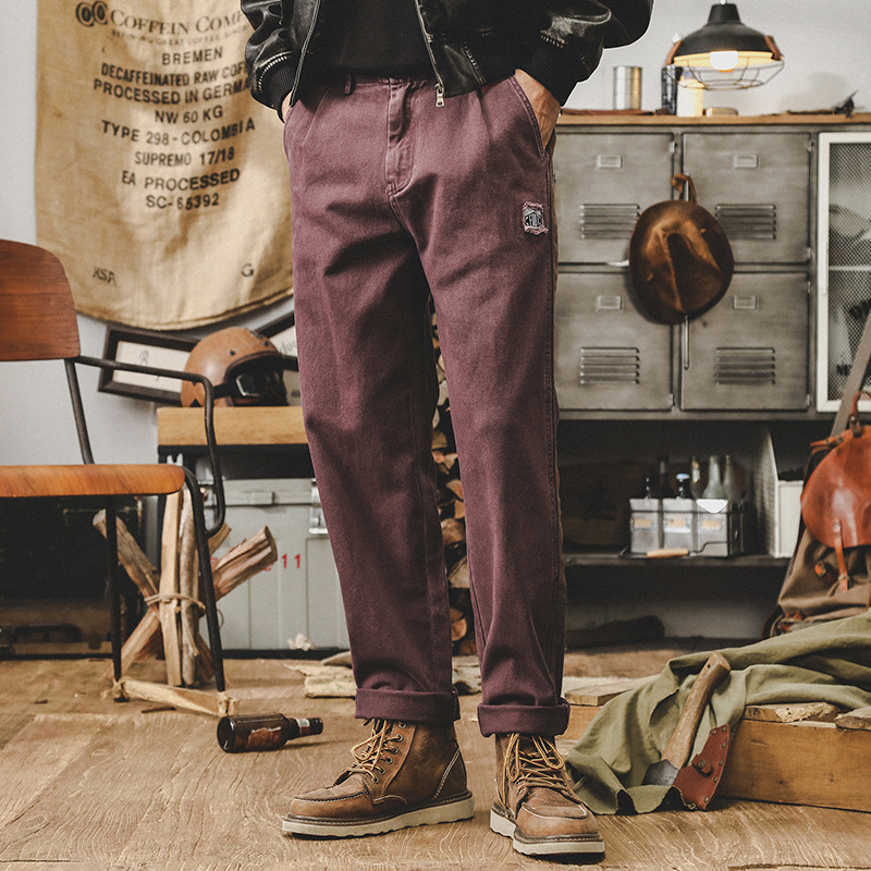 美式複古重磅工裝褲子男秋季2024新款男士休閑褲寬松大碼直筒長褲