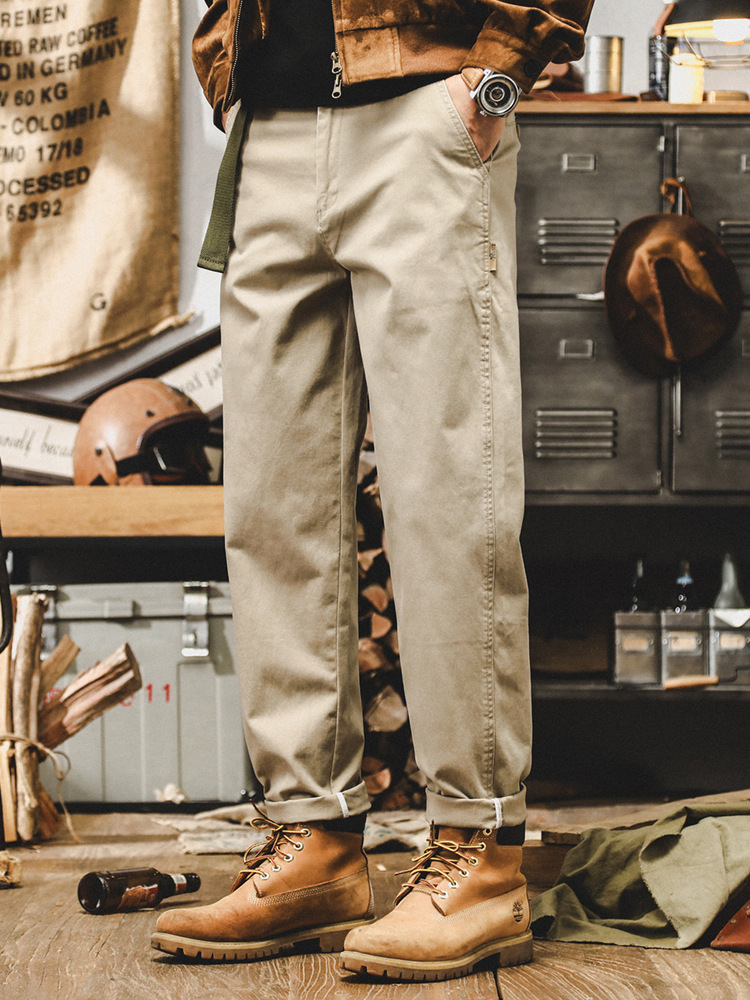 美式復古重磅直筒工裝褲子男秋季2024新款潮牌簡約寬鬆男款休閒褲
