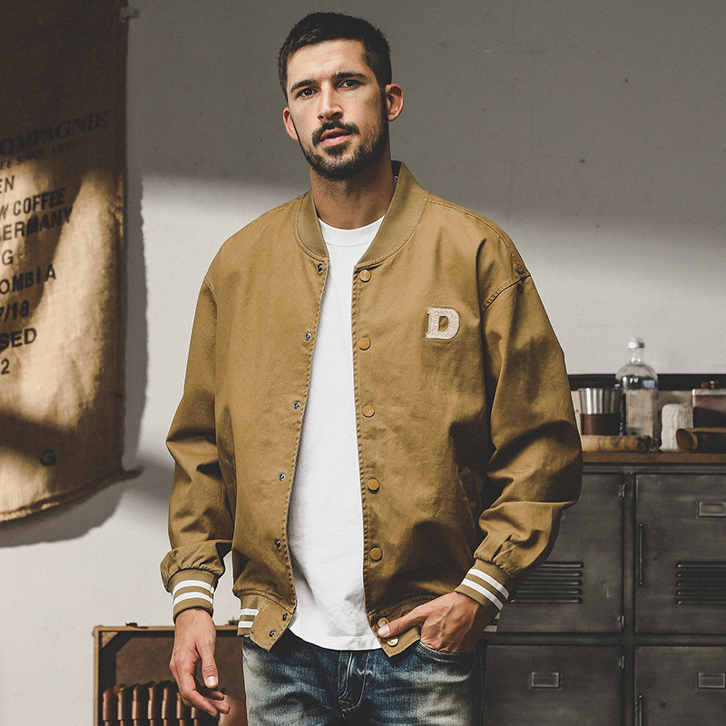 杰雷諾美式復古飛行員夾克外套男秋季新款潮牌寬鬆休閒工裝棒球服