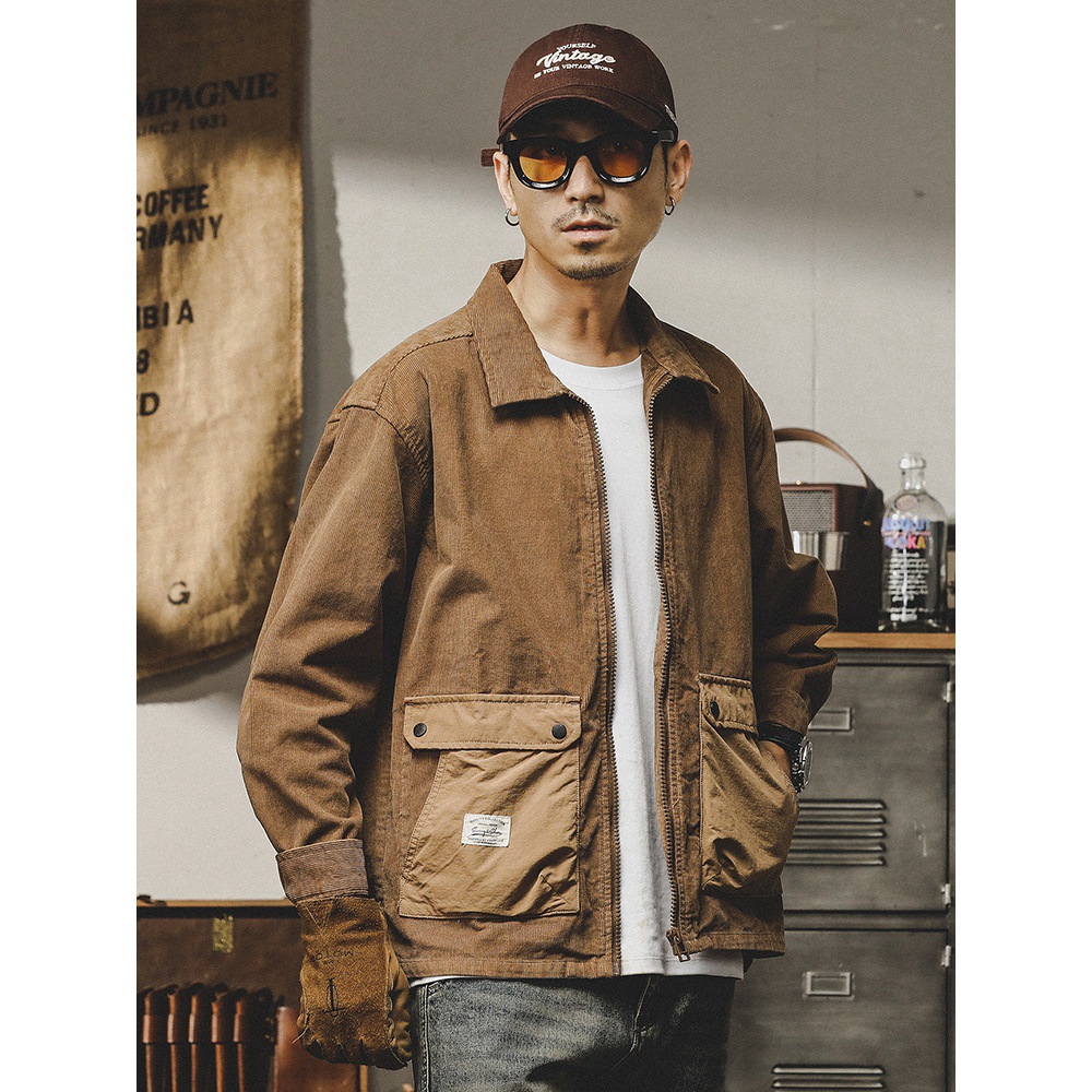 杰雷諾美式重磅復古工裝襯衫男士長袖寬鬆燈芯絨戶外硬漢獵裝襯衣