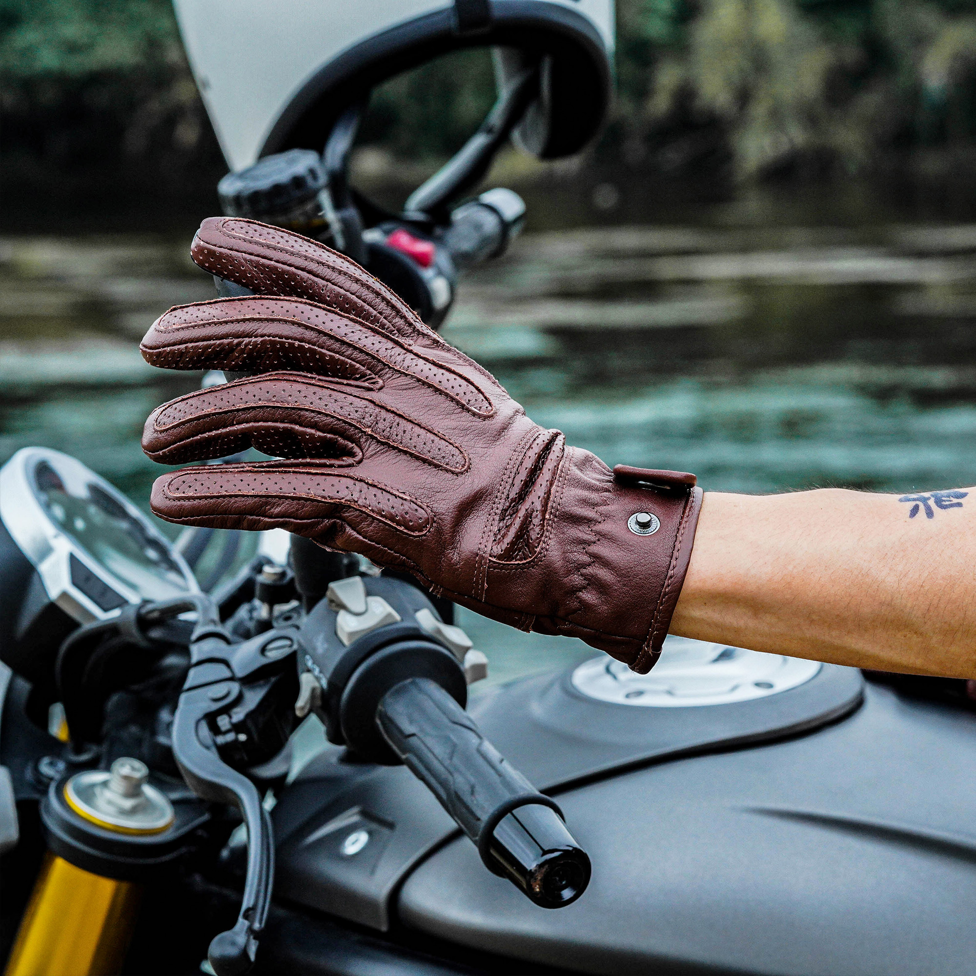 復古加絨手套機車騎行秋冬季摩托車牛皮真皮保暖