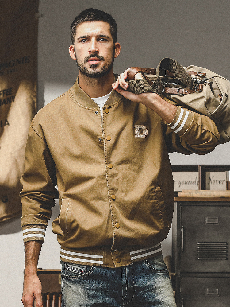 杰雷諾美式復古飛行員夾克外套男秋季新款潮牌寬鬆休閒工裝棒球服