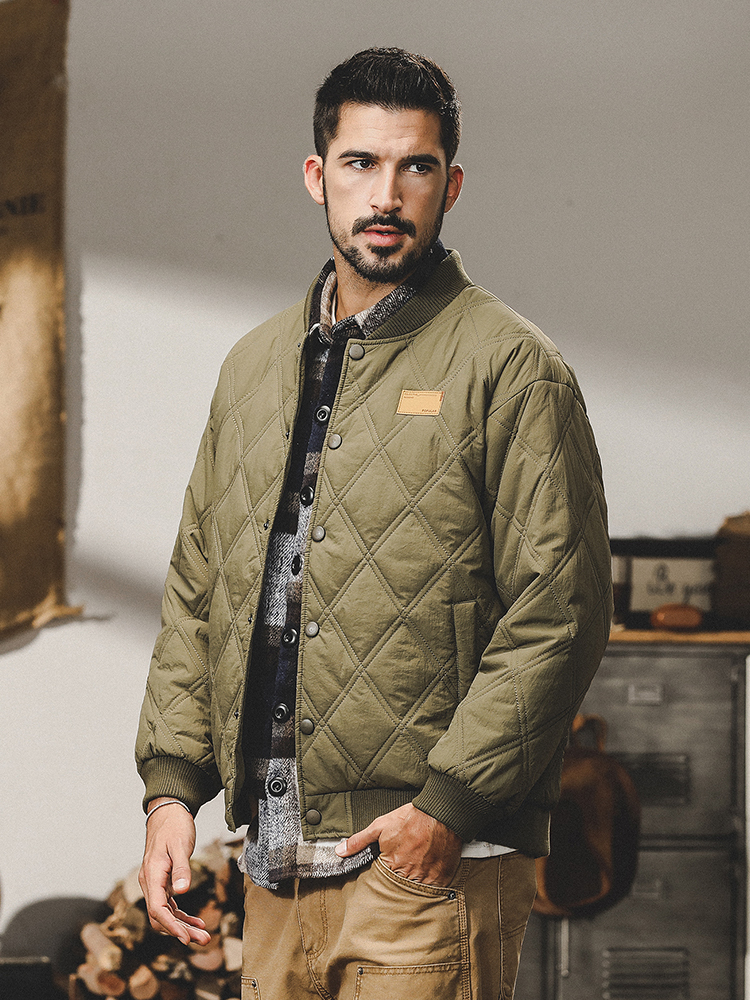美式复古军绿色棉衣男2023年冬季新款宽松大码加厚羽绒棉服外套男