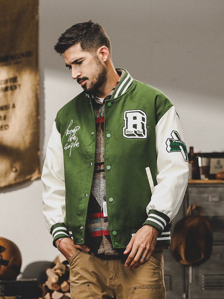 杰雷諾美式復古重磅棒球服外套男秋冬款街頭潮牌加厚保暖羽絨夾克