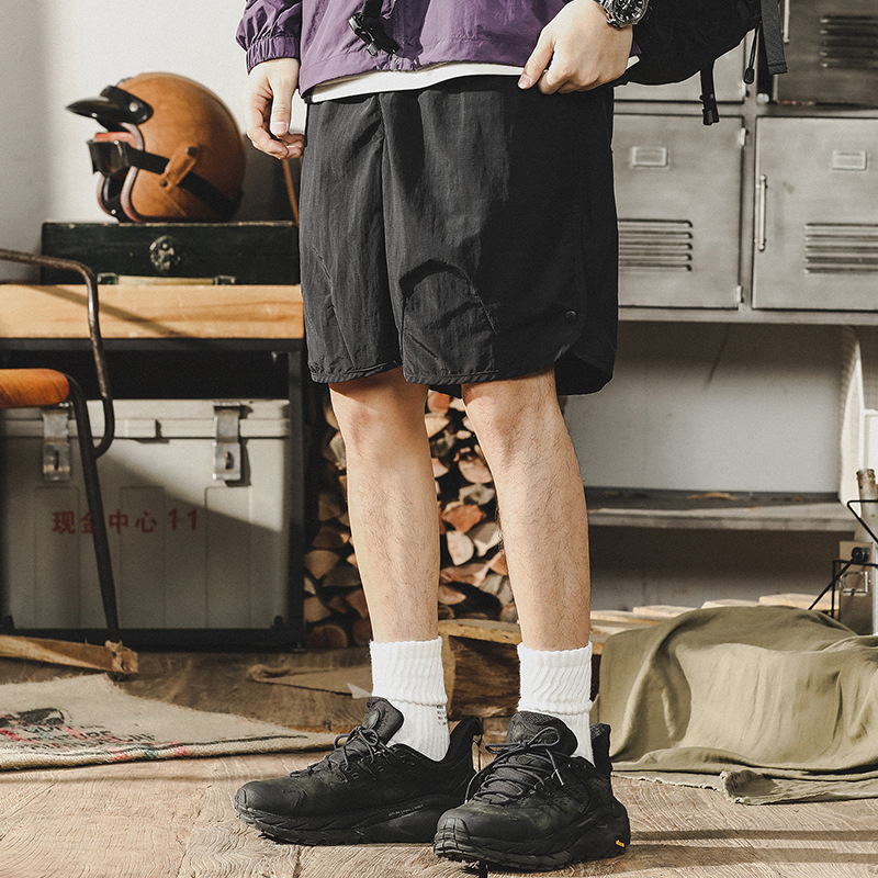 杰雷諾戶外排扣速乾短褲男夏季美式潮流寬鬆海邊沙灘運動五分褲男