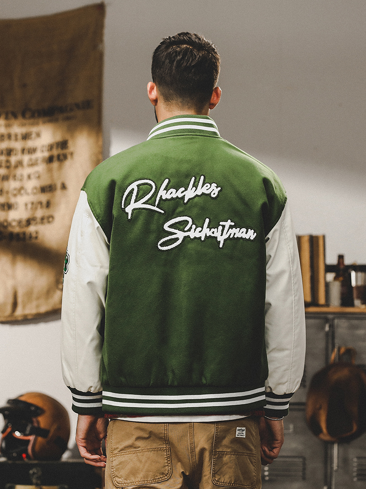 杰雷諾美式復古重磅棒球服外套男秋冬款街頭潮牌加厚保暖羽絨夾克