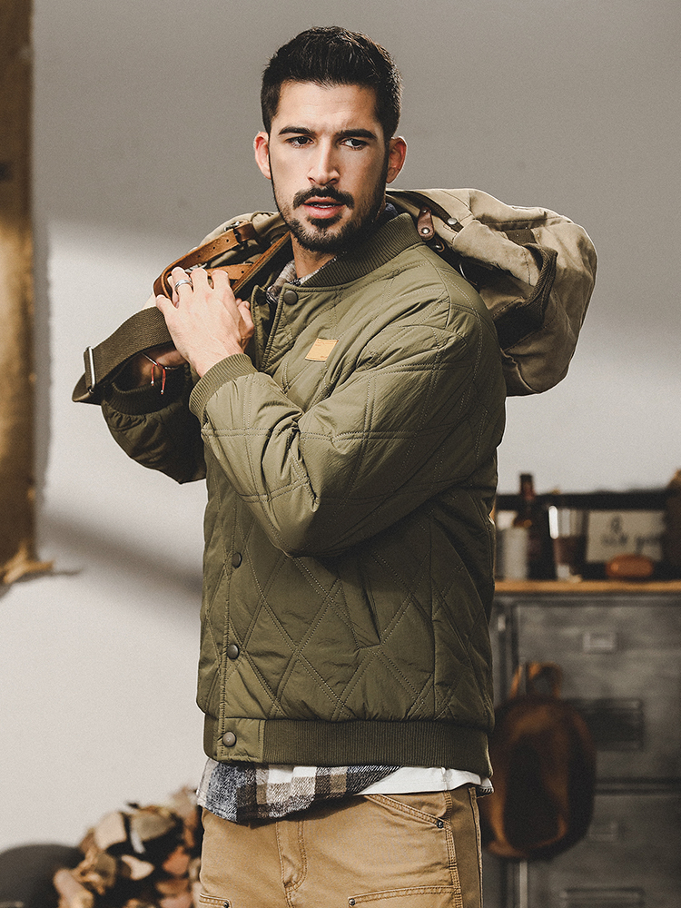 美式复古军绿色棉衣男2023年冬季新款宽松大码加厚羽绒棉服外套男