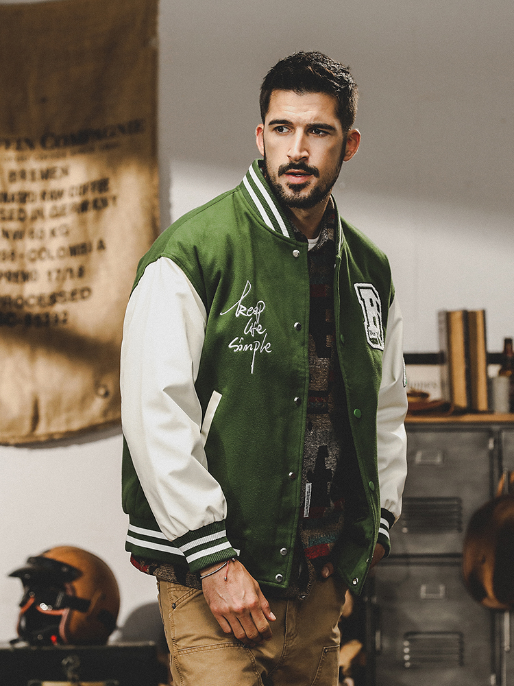 杰雷諾美式復古重磅棒球服外套男秋冬款街頭潮牌加厚保暖羽絨夾克