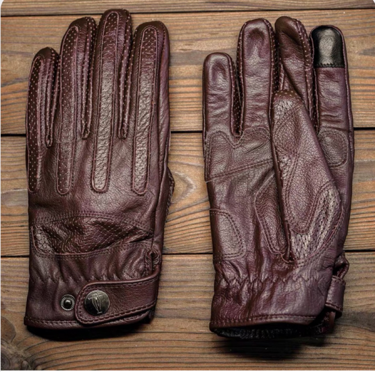 復古加絨手套機車騎行秋冬季摩托車牛皮真皮保暖