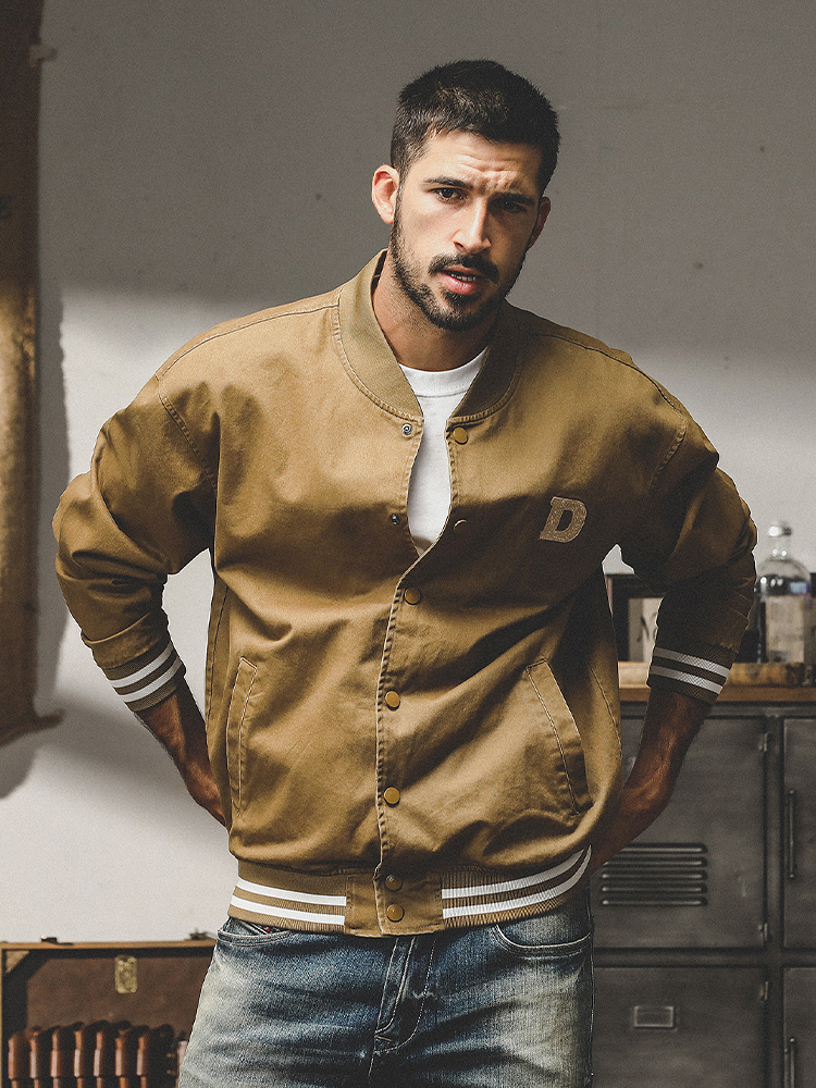 杰雷諾美式復古飛行員夾克外套男秋季新款潮牌寬鬆休閒工裝棒球服