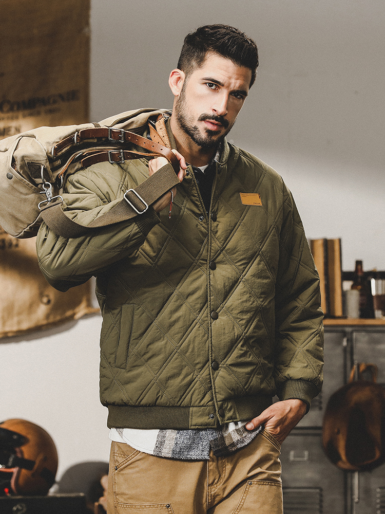 美式复古军绿色棉衣男2023年冬季新款宽松大码加厚羽绒棉服外套男