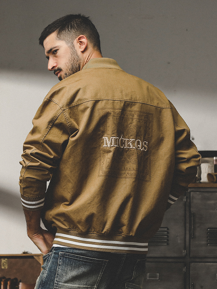 杰雷諾美式復古飛行員夾克外套男秋季新款潮牌寬鬆休閒工裝棒球服