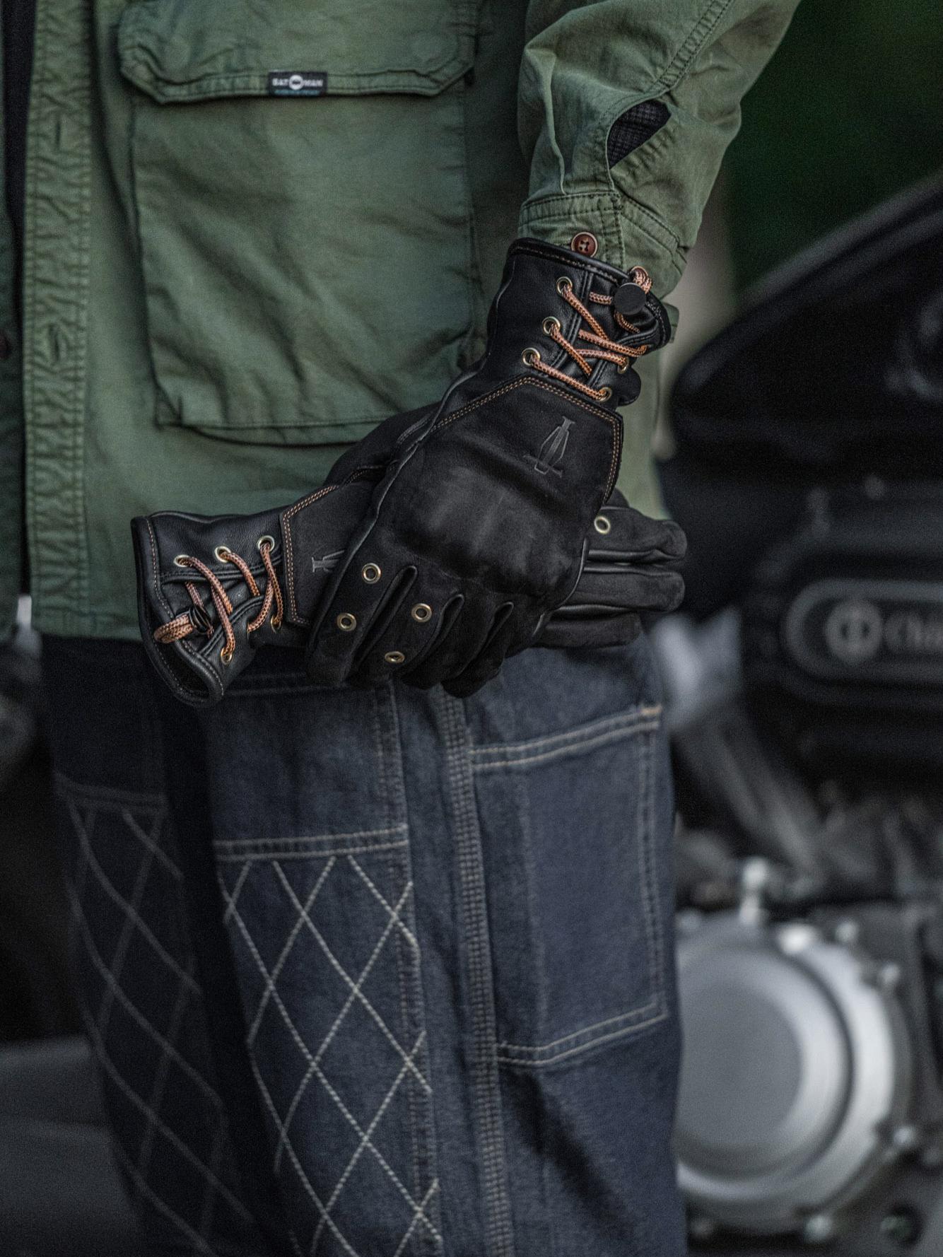 復古機車手套摩托車秋冬男女羊皮防摔防風騎士