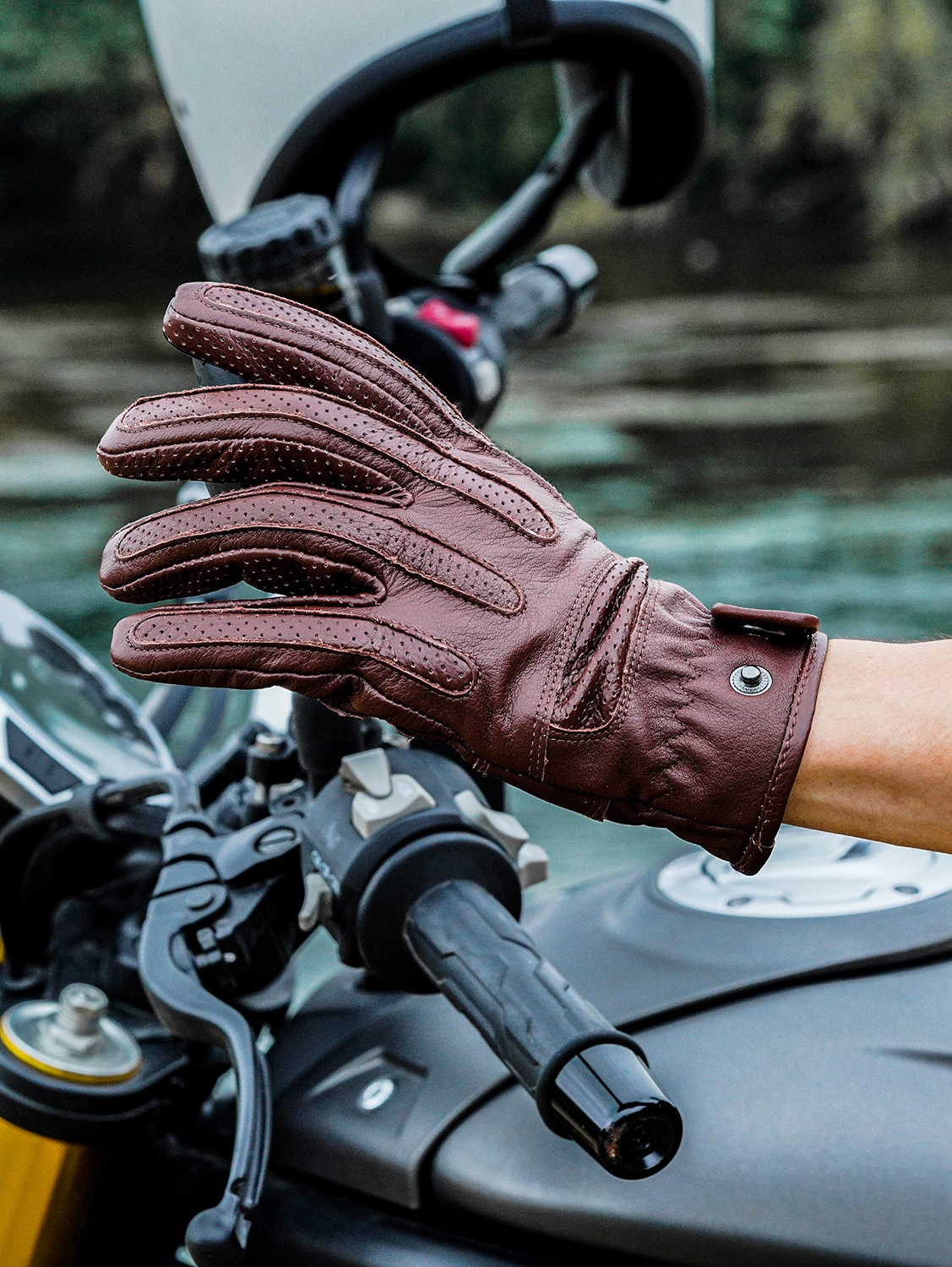 復古加絨手套機車騎行秋冬季摩托車牛皮真皮保暖