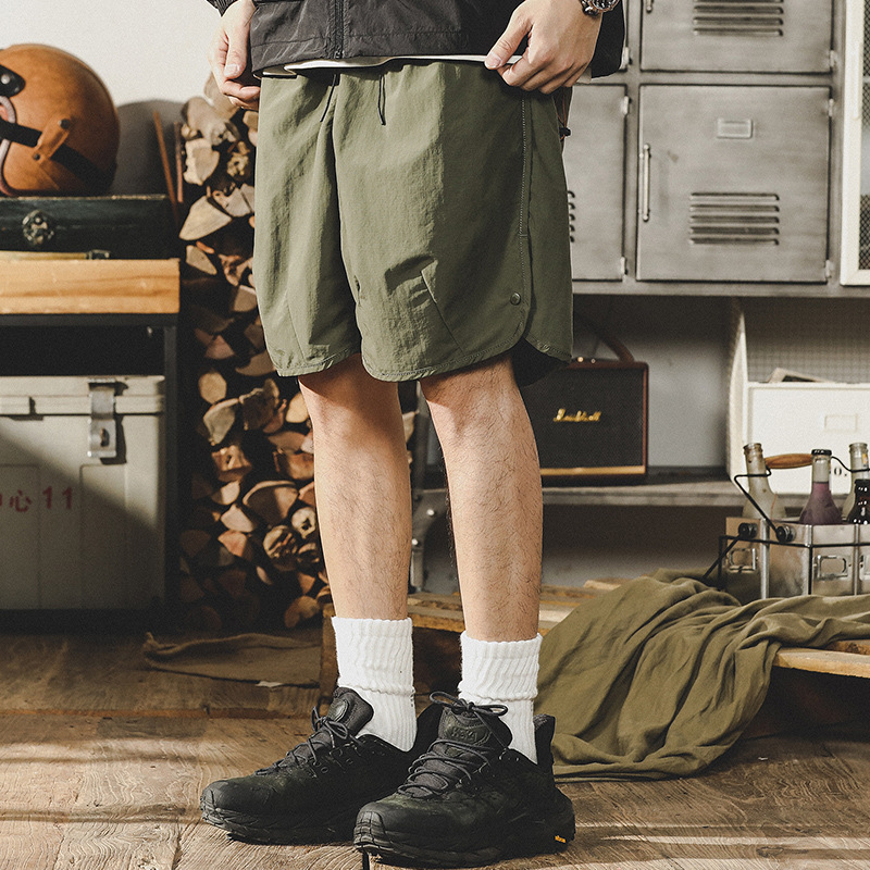 杰雷諾戶外排扣速乾短褲男夏季美式潮流寬鬆海邊沙灘運動五分褲男