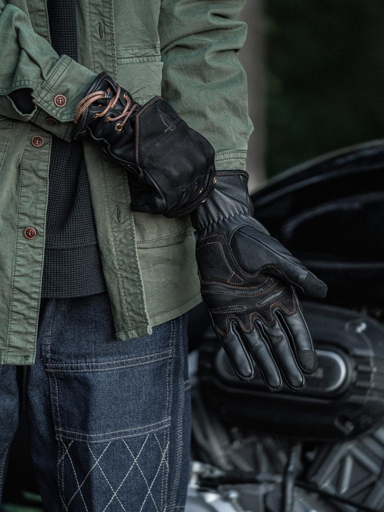 復古機車手套摩托車秋冬男女羊皮防摔防風騎士