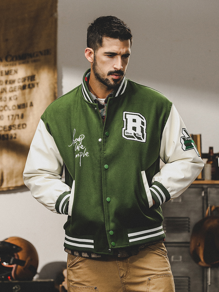 杰雷諾美式復古重磅棒球服外套男秋冬款街頭潮牌加厚保暖羽絨夾克