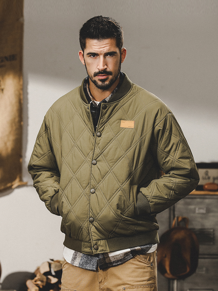 美式复古军绿色棉衣男2023年冬季新款宽松大码加厚羽绒棉服外套男