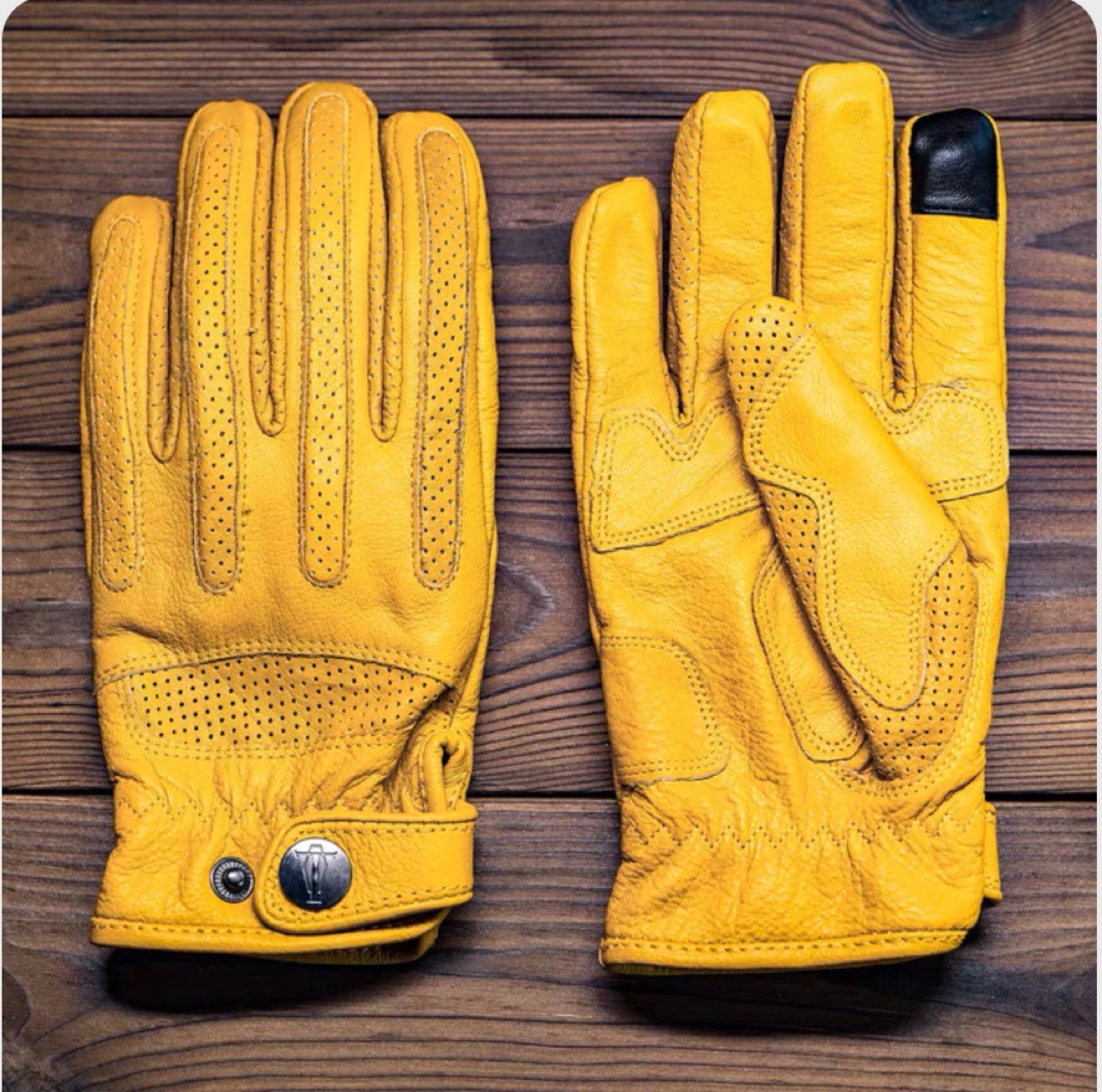 復古加絨手套機車騎行秋冬季摩托車牛皮真皮保暖