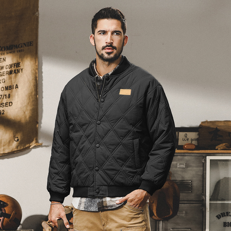 美式复古军绿色棉衣男2023年冬季新款宽松大码加厚羽绒棉服外套男